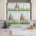 thumbnail image 3 of Kitchen Window Curtains Valance and Tier Set, Farmhouse Rabbit Easter Egg Rod Pocket Tier Curtain Valance Set, Rustic Wood Board Flower Light Filtering Cafe Curtains for Bedroom Living Room, 3 of 9
