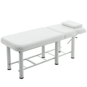 LZBEITEM White Wide Stationary Massage Table with Backrest for Treatment Table Physical Therapy Table Spa Facial Bed, Metal Frame 27.5 Wide 73 Long Heavy Duty Professional Stationary Massage Bed