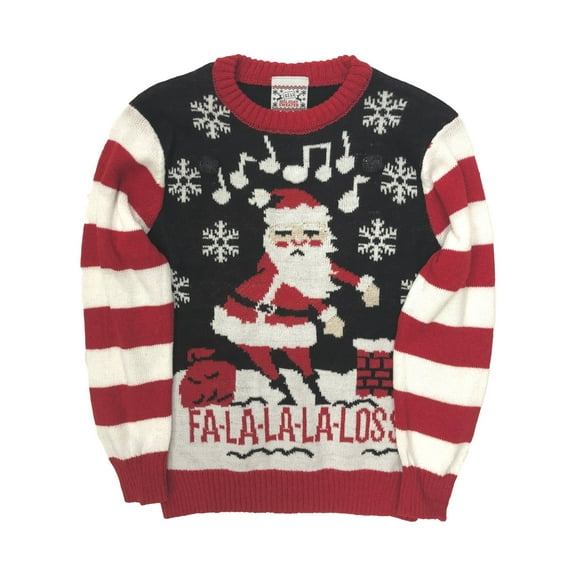 Boys Black & Red Flossing Santa Light Up Christmas Holiday Sweater X-Small