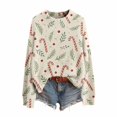 thumbnail image 4 of WZXFASHION Chandails de Noël pour Femmes 2025 Col Rond Hiver Vacances Mignons Pulls 50 % de Rabais Liquidation Chandail, 4 of 8
