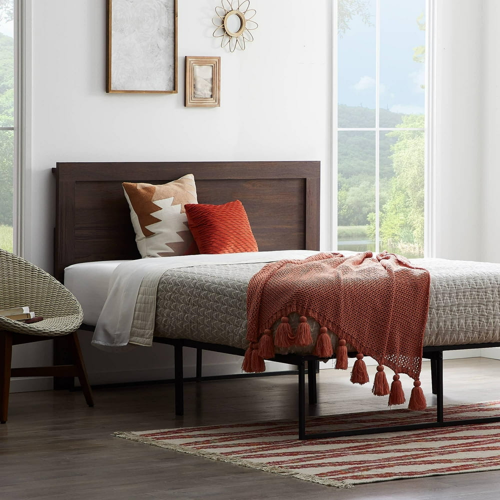 Rest Haven Durable Classic Wood Headboard King, Rustic Mahogany