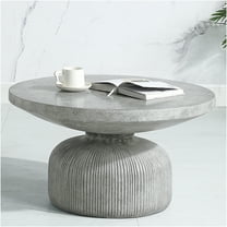 JERFIT Modern Weathered Gray Cement Coffee Table, 40 Inch Industrial Minimalist Accent Table for Living Room