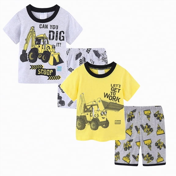 Boys Clothes Size 5T Outfits Toddler Boys Outfit Sets, Drawstring Summer Two Piece T-shirts and Shorts Set