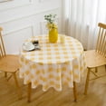 thumbnail image 3 of Yellow Buffalo Plaid Tablecloth 70" Round Tablecloth - Polyester Yellow and White Checkered Gingham Table Cover Reusable Water Resistant for Spring Summer Holiday Party Dinner Table Decorations, 3 of 8