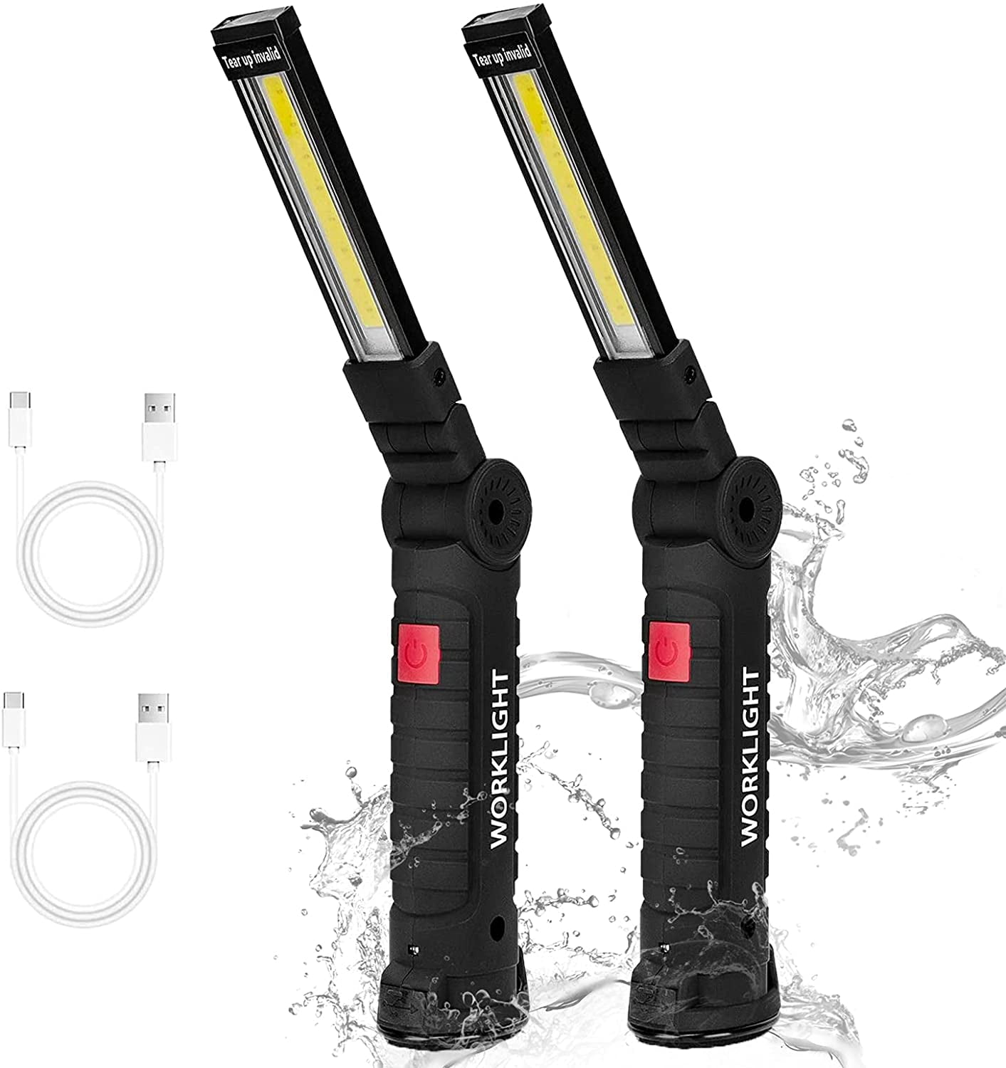 LED Work Light, HOKOILN 2 Pack Rechargeable Work Lights Handheld 360