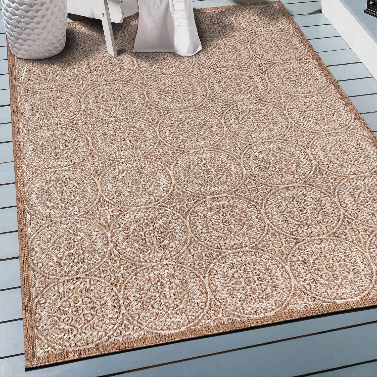 Capri Transitional Floral Circles Textured Flat Weave Easy Cleaning