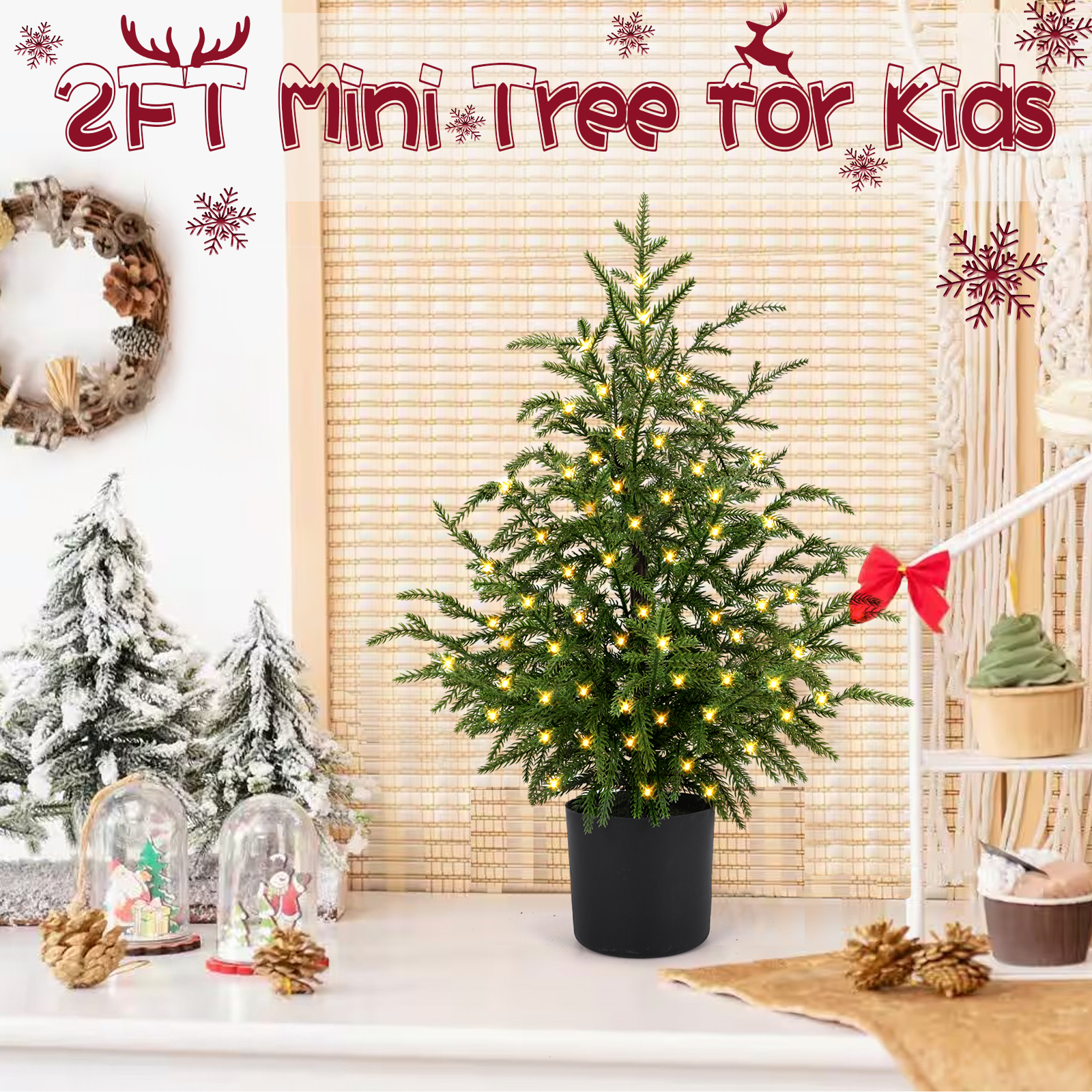 ENVEN 2ft Pre-Lit Norfolk Pine Artificial Tree photo 2