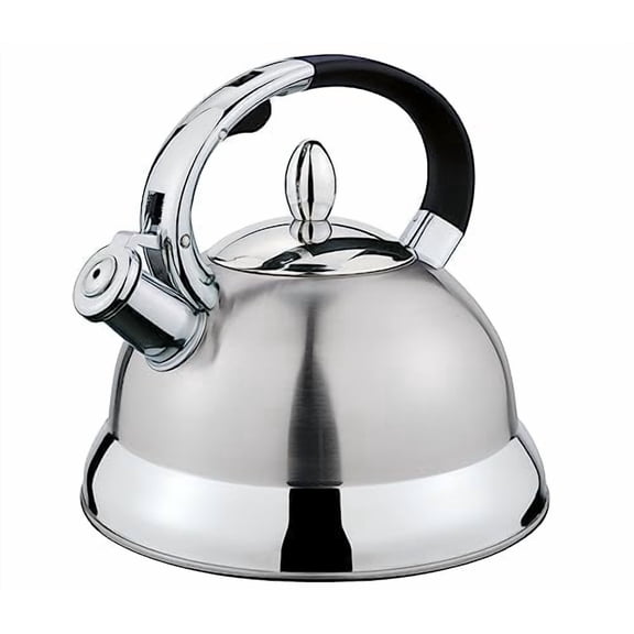 Cilio Conte 18/8 Stainless Steel Whistling Water Kettle, 2 Qt, Silver