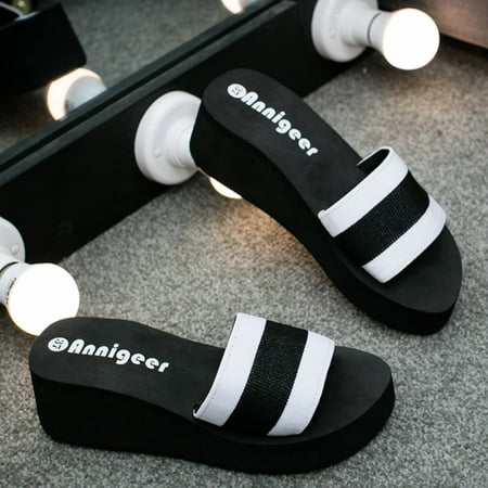 

HGWXX7 Women Summer Sandals Slipper Indoor Outdoor Flip-flops Beach Shoes For Women White 36