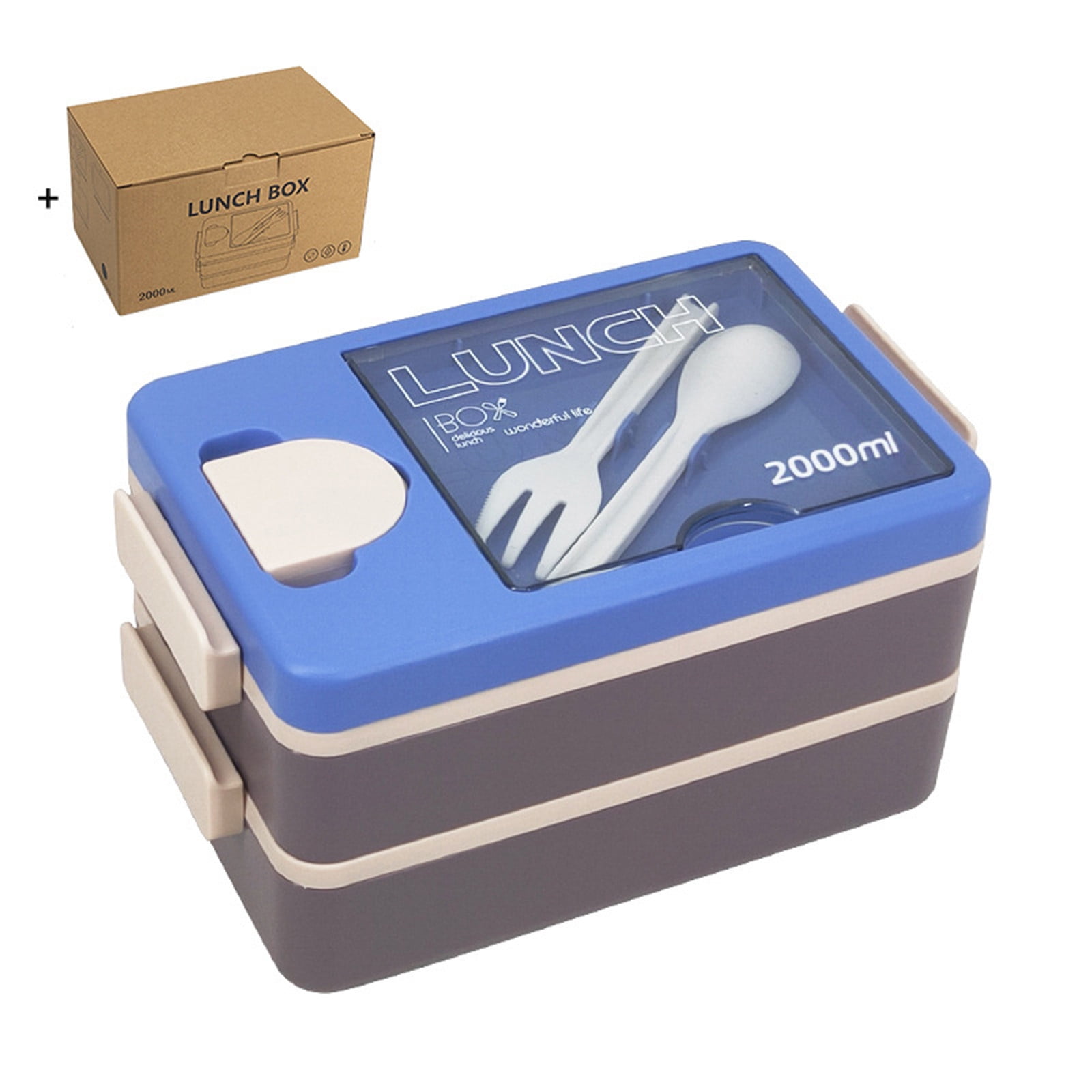 UttpKLBx Plastic Food Storage Containers Stackable Lunch Container Lunch Salad Containers for Adults Adult Snack Box Containers, Bento Lunch Box With Bag (Blue)