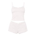 thumbnail image 6 of Dagugfen Pajama Sets for Women Sleeveless Camisole Tops Spaghetti Strap Elastic Waist 2" Shorts Home Sleepwear Sets(L,White), 6 of 6