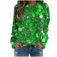 thumbnail image 6 of TrendVibe365 St Patricks Day Women's Sweatshirts Long Sleeve Plus Size Green Long Sleeve with Crew Neck Polyester No Hood Casual St. Patricks Day Blouse Tops for Irish Themed Gifts 4XL, 6 of 7