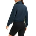 thumbnail image 3 of INSPIRE CHIC Onfers Women Half Zip Crop Sweatshirts Long Sleeve Oversized Pullover Sweaters Workout Fall Outfits with Pockets S Navy Blue Green, 3 of 5