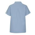 thumbnail image 5 of Htigea Womens Short Sleeve Casual Button Down Shirts Summer Soft Fashion Cotton Blouses Tops with Pocket Sky Blue,M, 5 of 6