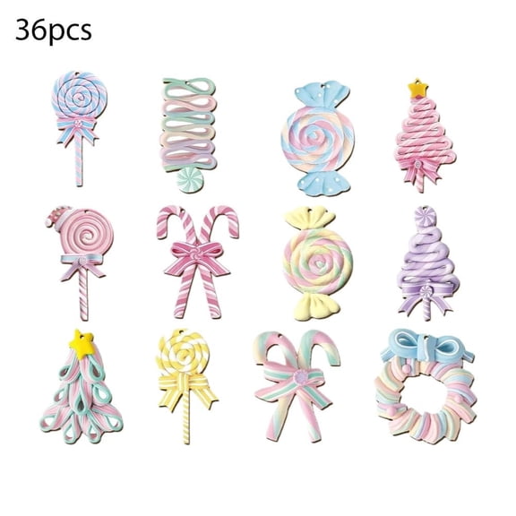 36 PCS Candy Christmas Tree Decorations Lollipop Ornaments Pastel Cute Lands Xmas Tree Hanging Decor for Christmas Themed Party Holiday Decorations