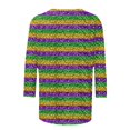 thumbnail image 4 of Penkiiy Blouse Carnaval pour Femmes Mardi Gras Mode Imprimée Décontractée Col Rond Manches 3/4 T-shirt Blouse TG Multicolore, 4 of 5