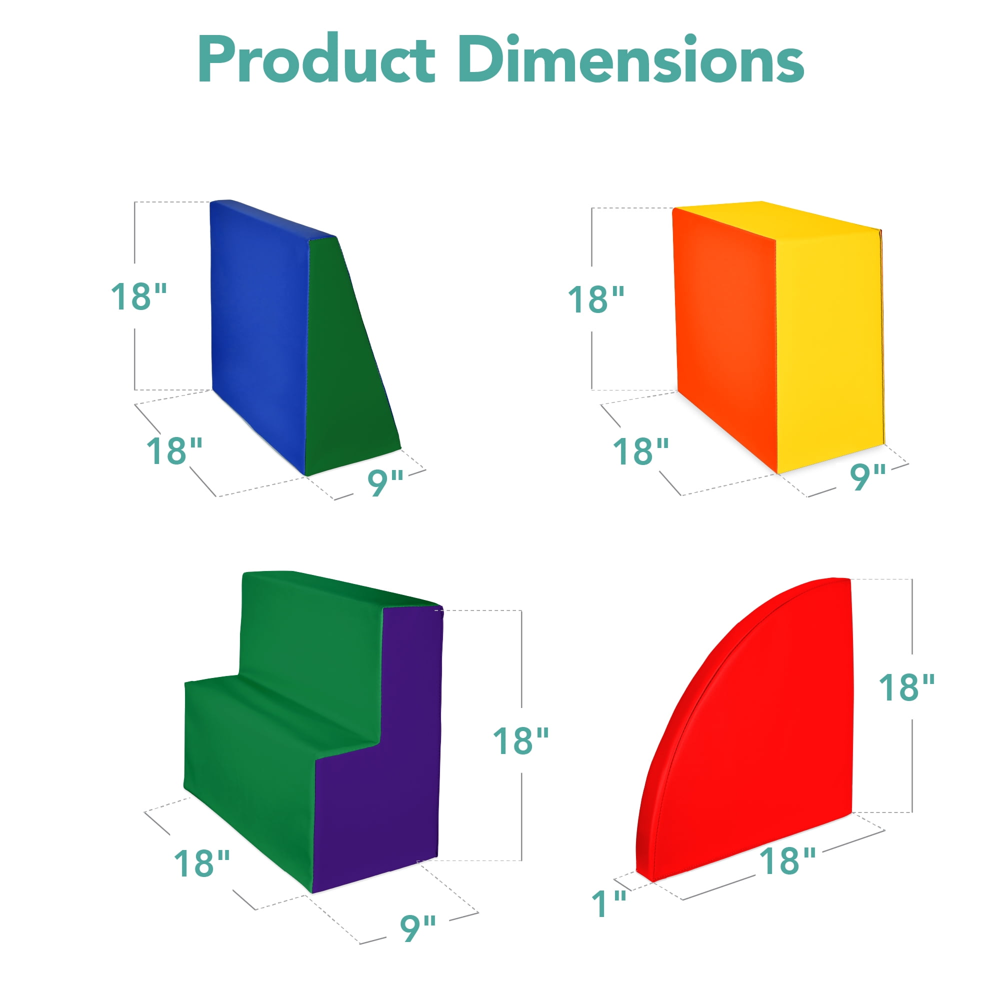 Best Choice Products Soft Foam Climbing Blocks for Toddlers, 4-Piece Play Set, Easy-Clean Vinyl - Multicolor