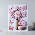 thumbnail image 3 of 1pc Wall Decal, 3D Pink Superposition Floral Wall Sticker, Waterproof Decorative Bronzing Wall Sticker For Bedroom Living Room, Home Decor, 3 of 5