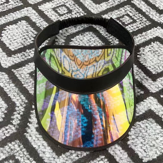 Sombrero de copa vacío para verano, protector solar, para mujeres, hombres y niños, color mágico, sombrero de copa vacío, sombrero para el sol con láser colorido, protección UV
