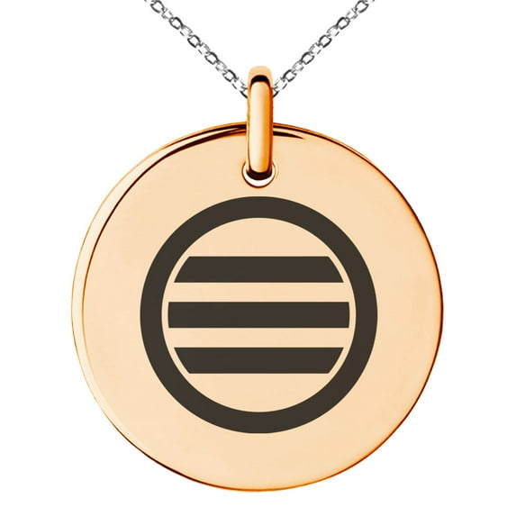 Stainless Steel Kikkawa Samurai Crest Engraved Small Medallion Circle Charm Pendant Necklace