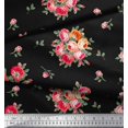 thumbnail image 3 of Soimoi Tissu en Viscose Chiffon Imprimé Feuilles & Roses par Yard 42 Pouces de Large, 3 of 3