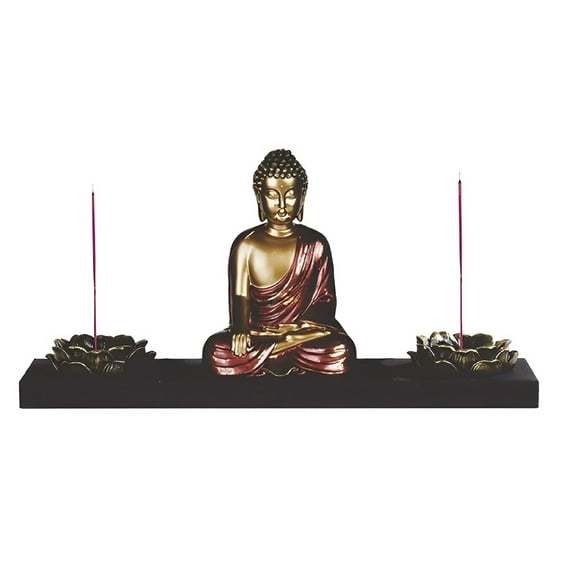 FC Design 11.5"W Gautama Buddha Earth Touching Candle and Incense Holder Figurine Statue Sculpture Ornament Decoration Home/Room Decor and Unique Gift Ideas for Housewarming, Holidays and Birthdays