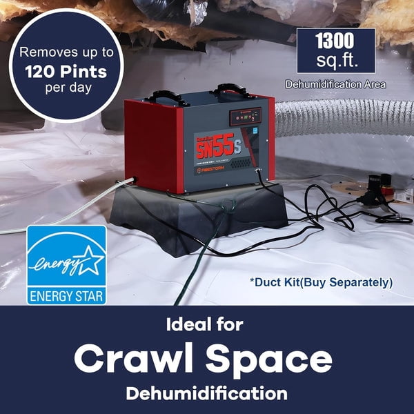 Abestorm 120Pint Crawlspace Dehumidifier Home Commercial Dehumidifiers SN55-Red