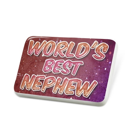Porcelein Pin Worlds best Nephew, happy sparkels Lapel Badge –