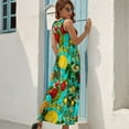 thumbnail image 6 of Maxi Dress Vintage Fruit Print Dress Summer Floral Print Korean Fashion Bohemia Long Dresses Women High Waist Custom Beach Maxi Dress, 6 of 7