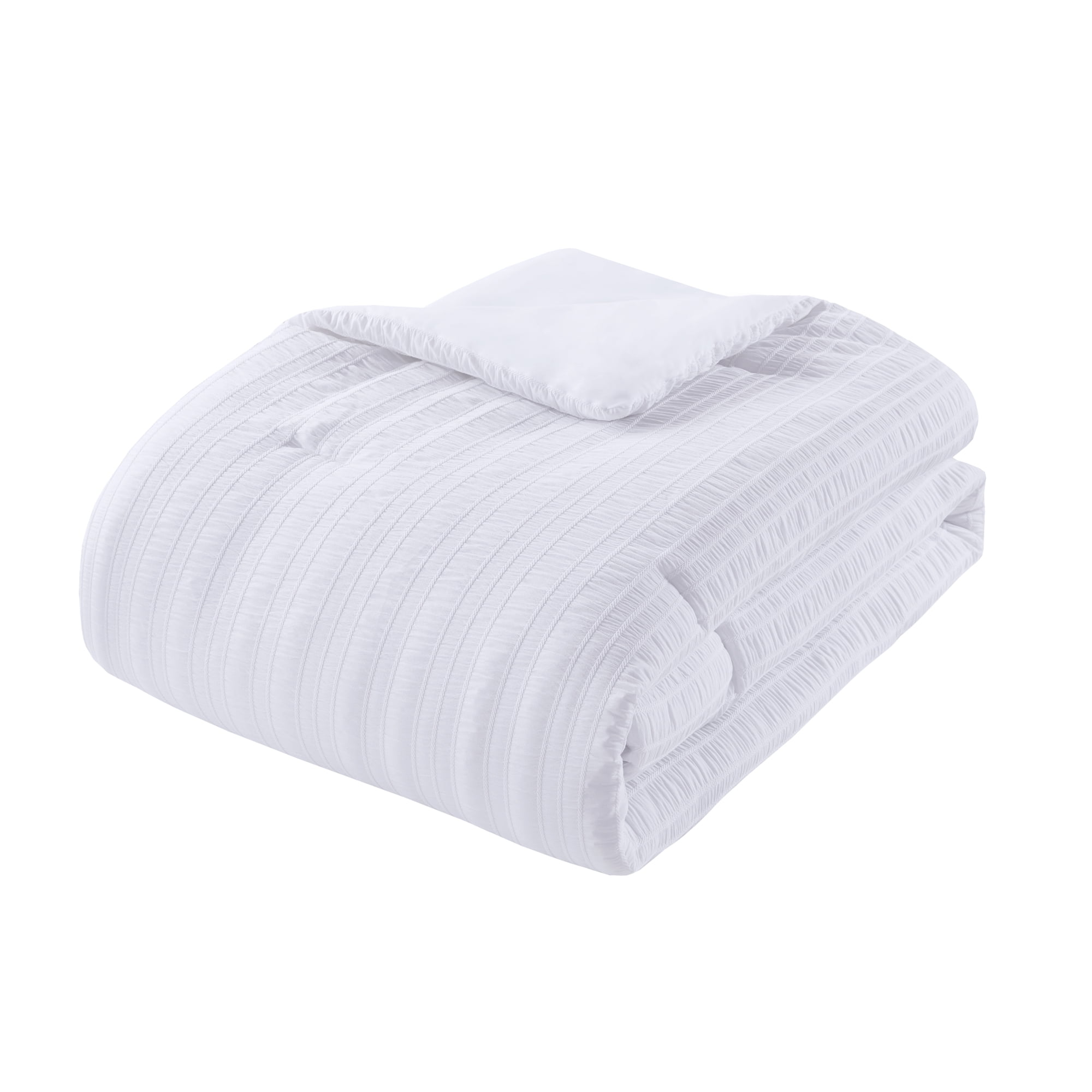 Mainstays 8-Piece Bed in a Bag Comforter Set with Sheets, White Seersucker, Twin/TwinXL