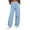 Blue, variant on Women Button Zipper Fly Wide Leg Pants Solid Casual Trousers With Pockets