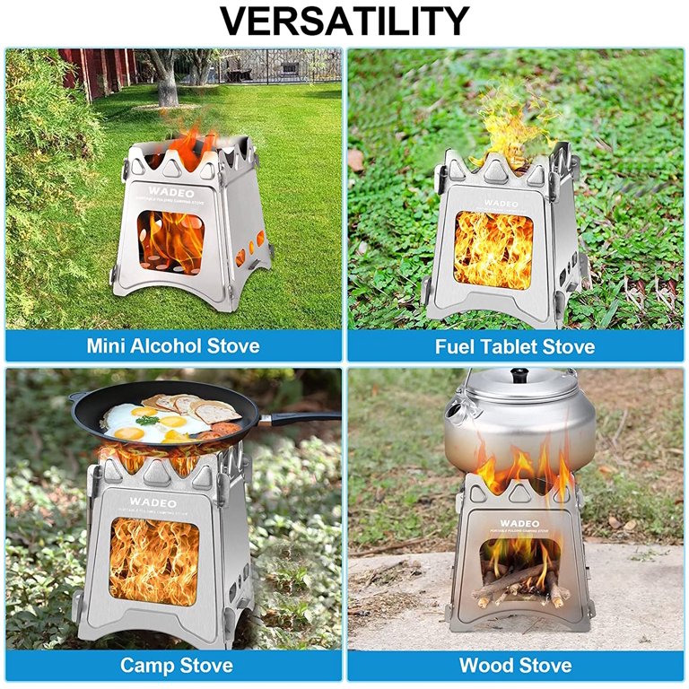 Backpacking Wood Stove, WADEO Foldable Camping Stove, Stainless Steel  Foldable Camping Stove with Compact and Lightweight Design for Outdoor  Cooking - Walmart.com