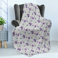 thumbnail image 4 of Floral Soft Flannel Fleece Throw Blanket, Rhythmic Meadow Flowers Bouquet Butterflies Pattern, Cozy Plush for Indoor and Outdoor Use, 50" x 60", Fuchsia Violet, by Ambesonne, 4 of 5