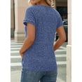 thumbnail image 4 of Women'S Short Sleeve Shirts Business Casual Blouses Dressy Work Tunic Top Sweaters Fashion Clothes Blue S, 4 of 7
