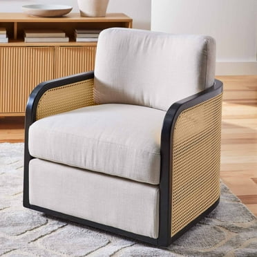 Better Homes & Gardens Springwood Cane Swivel Chair, Charcoal
