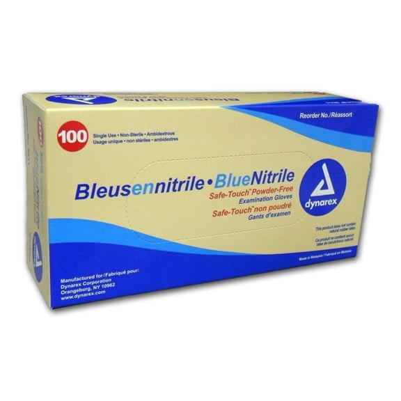 Dynarex SafeTouch Nitrile Exam Gloves, Non Latex, Powder-Free, Medium, 100 Count (2 Pack)