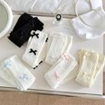 thumbnail image 3 of Calcetines de pila para mujer, estilo dulce japonés, bonitos calcetines blancos con lazo, medias finas a juego para niña para primavera y otoño, 3 of 6