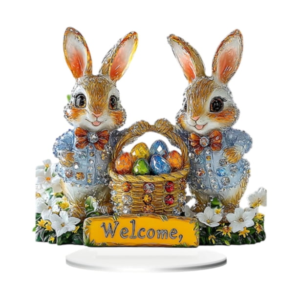 Adorno de mesa de conejos, decoración de , decoración de Pascua, muebles para el hogar, exhibición de animales para gabinete de TV, Estilo B