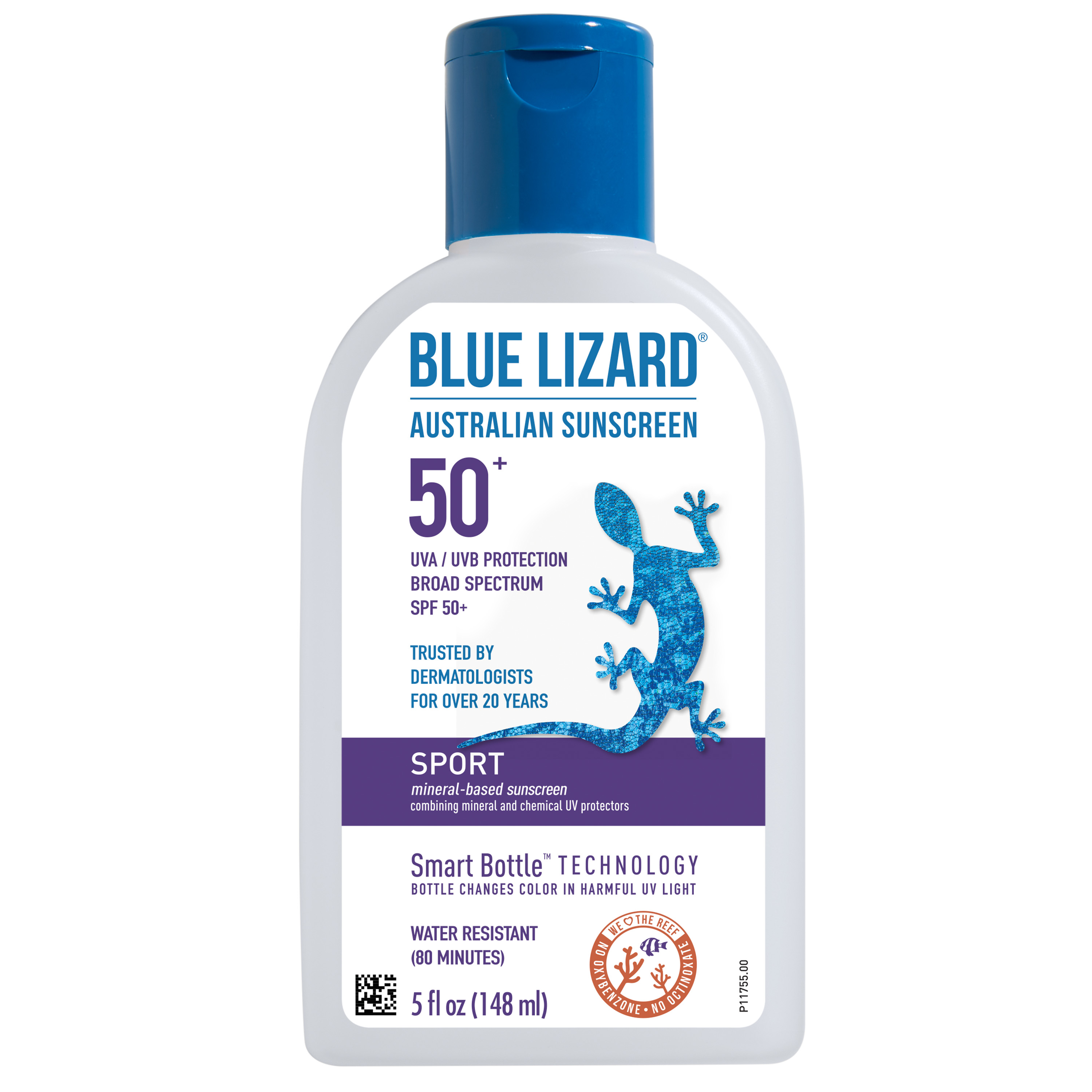 Blue Lizard Sport SPF 50  Mineral-Based Sunscreen Lotion, Broad Spectrum, All Ages, 5 fl oz
