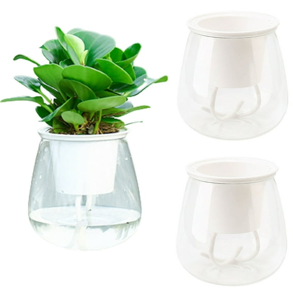 Bobasndm Self Watering Planter , 2Pack Violet Pots, Clear Plastic Automatic-Watering Planter Flower Pot Plant Pot for All House Plants, Succulents, Herb, African Violets
