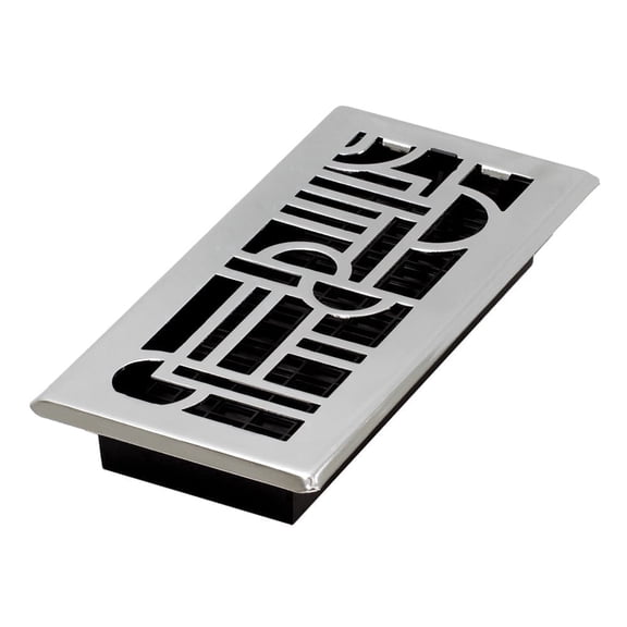 Decor Grates 4x10 Art Deco Floor Register Vent Cover, Adjustable Airflow Control, Chrome (ADH410-C)