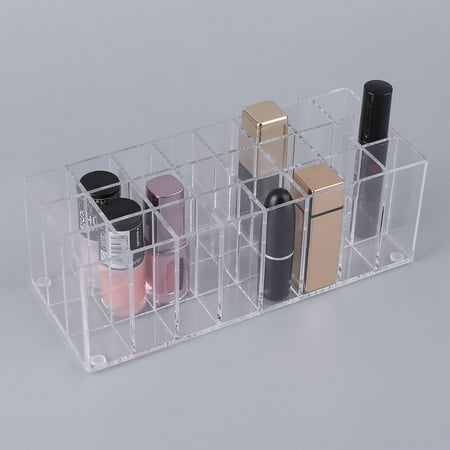 Acrylic Lipgloss Holder With 24 Storage Compartments Makeup Organizer Cosmetic Storage Box For Lipstick Nail Polish