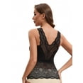 thumbnail image 2 of Unique Bargains Women's Lace Mesh V Back Wide Strap Fixed Cup Camisoles S Black, 2 of 6