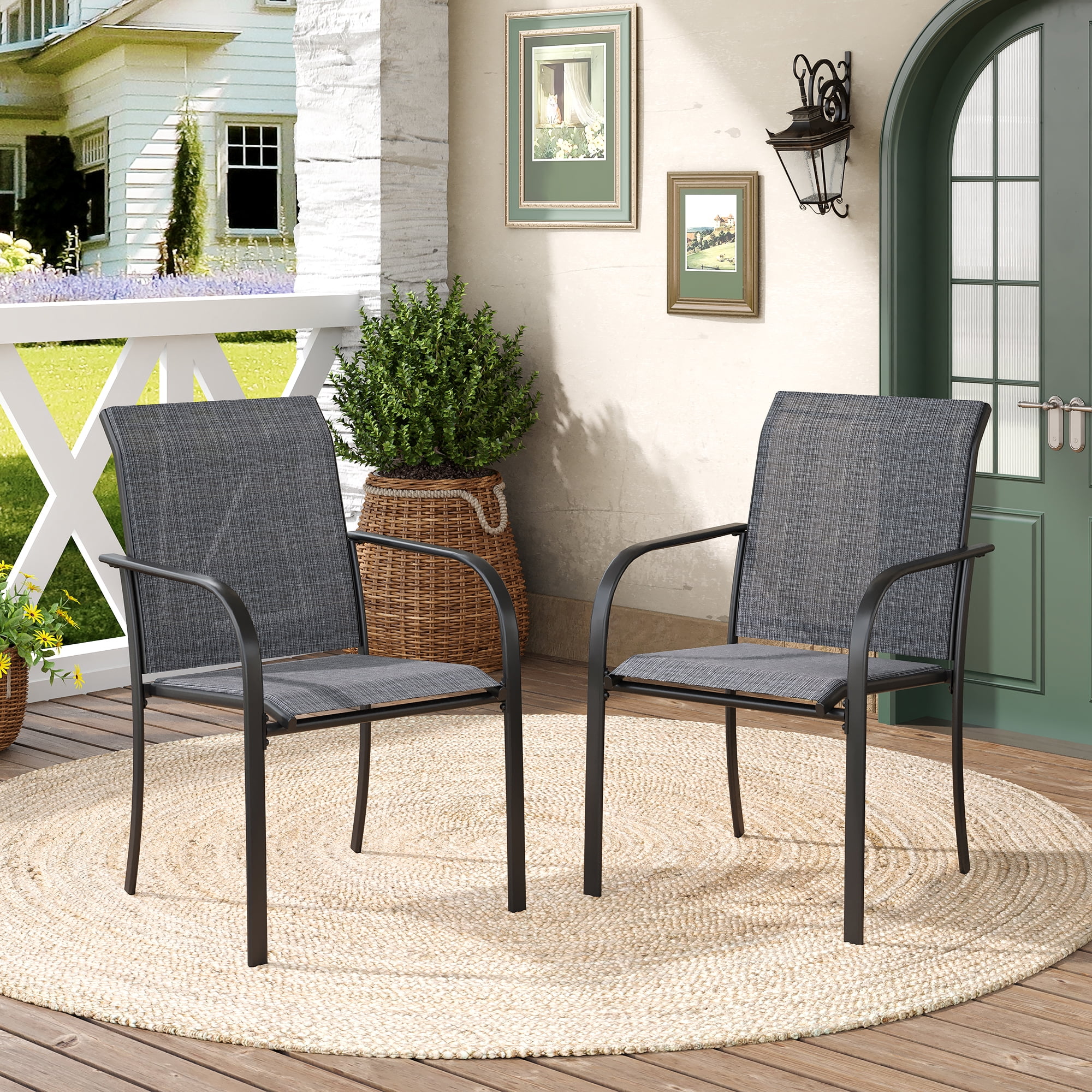 Vicllax 5-Piece Round Outdoor Patio Dining Furniture Set Table and Chair Metal Frame for Porch Deck
