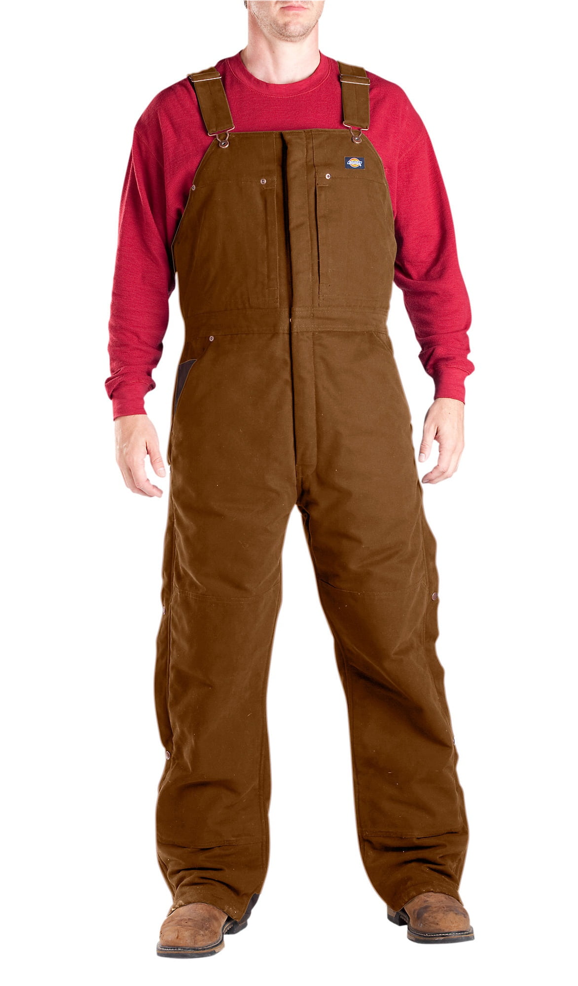 dickies mens sanded duck insulated bib overall, brown duck 2x tl