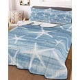 thumbnail image 3 of Quilts Twin-XL Size Bedding Set, Blue Coastal Starfish Lightweight Quilted Comforter, Nautical Summer Beach Ocean Soft Reversible Bedspread Coverlet with Pillow Covers for All Season, 68" x 98", 3 of 7
