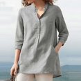 thumbnail image 1 of Blusa de lino de manga corta para mujer, Tops y Blusas, camisa con cuello en V, camisa informal para mujer, blusas para mujer, blusa femenina LingWen 8390611003036, 1 of 1