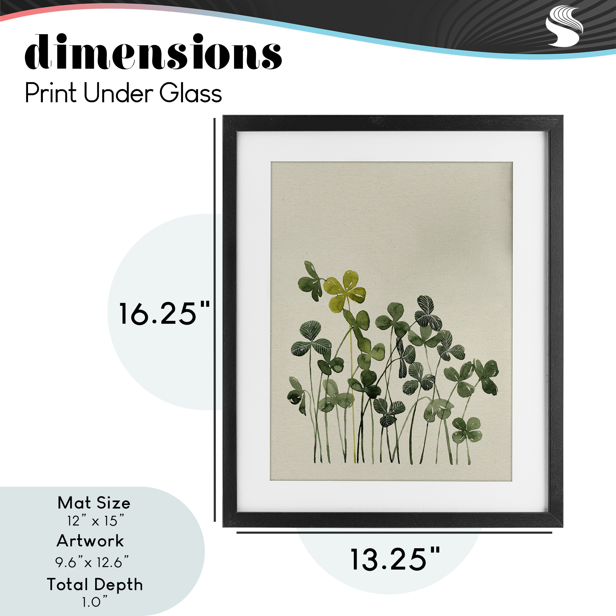 Hidden Gems Clovers Black Framed Print Under Glass, design by Grace Popp