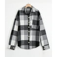 thumbnail image 4 of Fantaslook Womens Plaid Shirts Flannel Shacket Jacket Long Sleeve Button Down Boyfriend Shirt Coats, 4 of 6