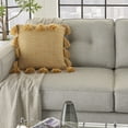 thumbnail image 4 of Mina Victory Life Styles Woven with Tassels Square Cotton Throw Pillow in Yellow, 4 of 5